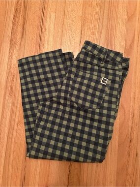 Lucy & Yak Drew Cropped Pant Green & Black Checkered Pants